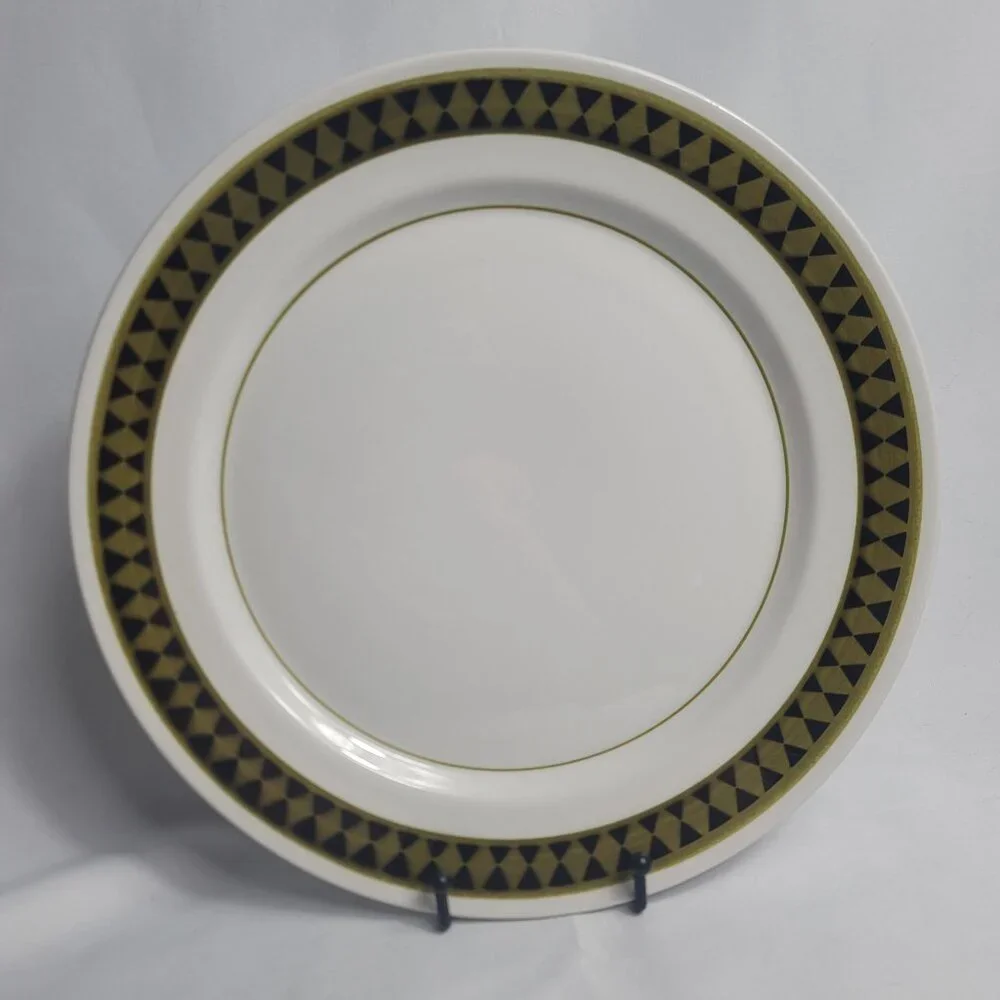 Mikasa Mediterrania Dominique Chop Plate Black Pyramids Green Band
